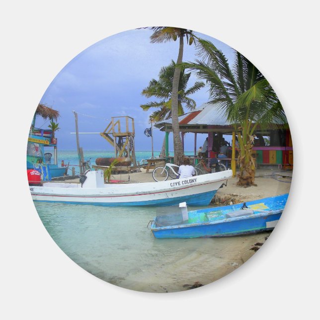 Boats in Caye Caulker, Belize Magnet (Front)