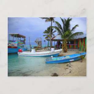 Boats in Caye Caulker, Belize Postcard