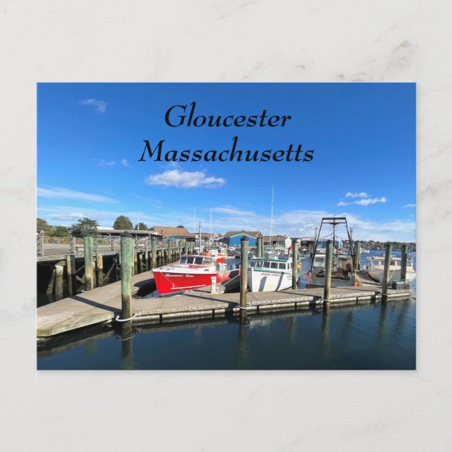 Boats in Gloucester harbor Postcard (Front)