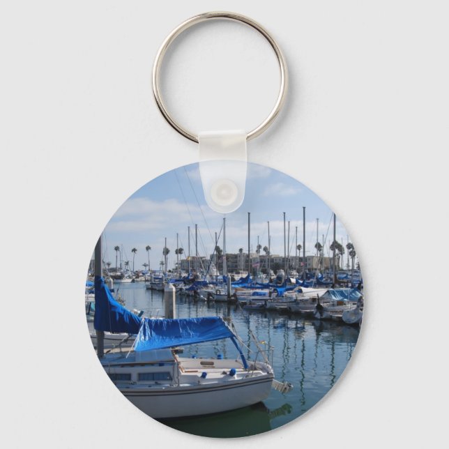 Boats in harbor keychain (Front)