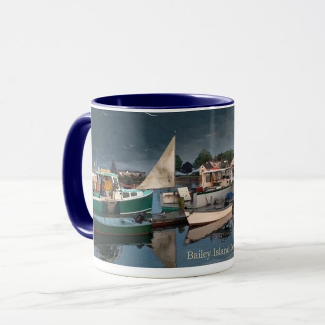 Boats in harbor on Bailey Island Maine Coffee Mug (Front Left)