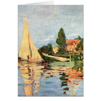 Boats in Harbor painting Cards