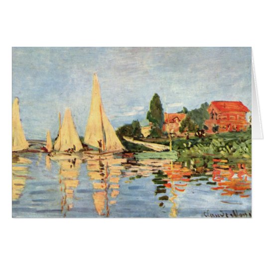 Boats in Harbor painting Cards (Front Horizontal)