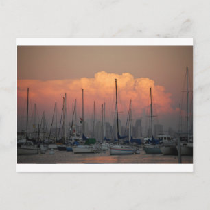 Boats in harbor postcard