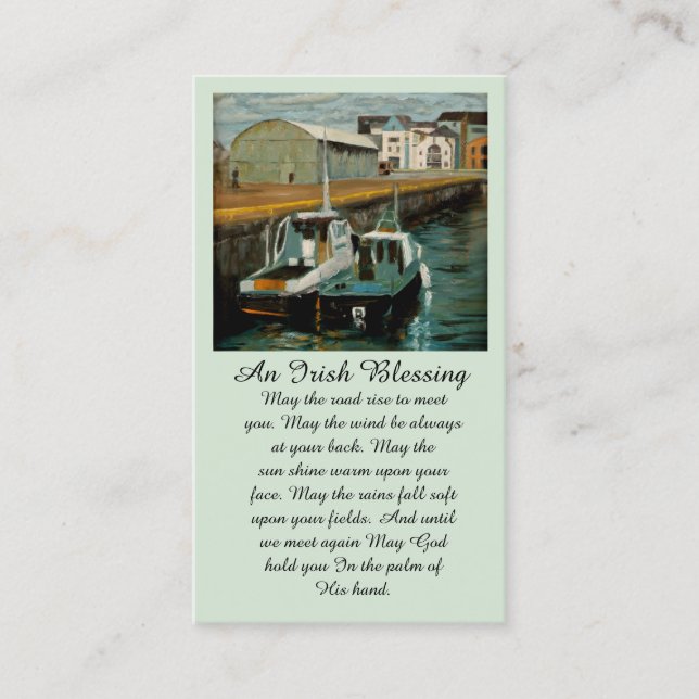 Boats in Ireland Sympathy Memorial Blessing Card (Front)