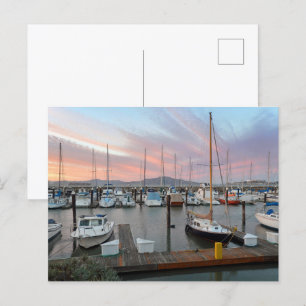 Boats in marina postcard