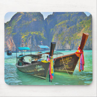Boats in Maya Bay Mouse Pad