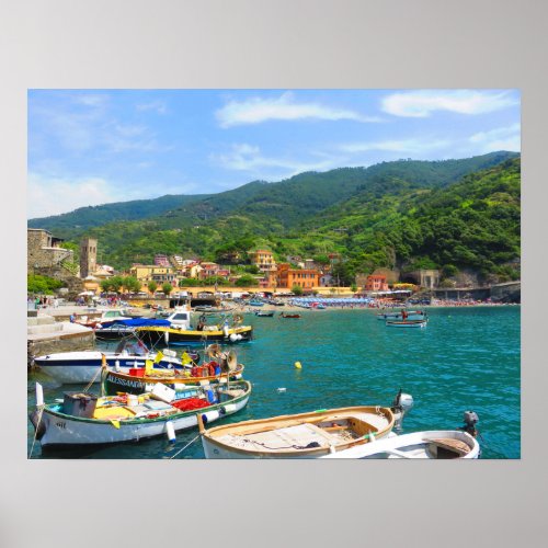 Boats in Monterosso in Cinque Terre Italy Poster