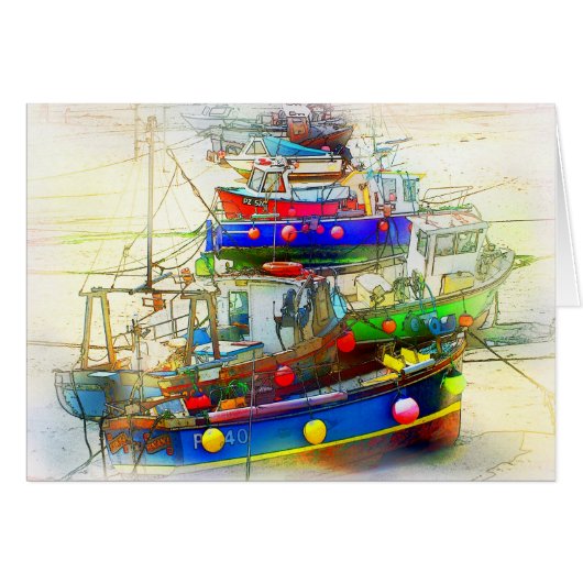 BOATS IN ST. IVES HARBOUR CARDS (Front Horizontal)