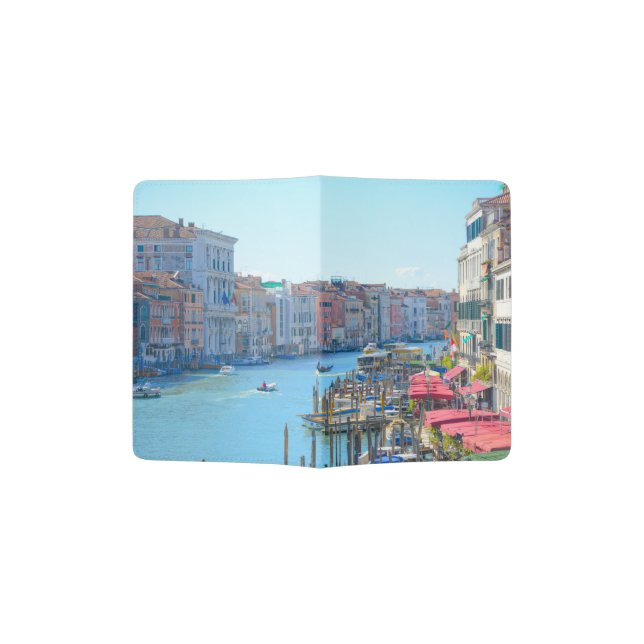 Boats in the Canals of Venice Italy Passport Holder (Opened)