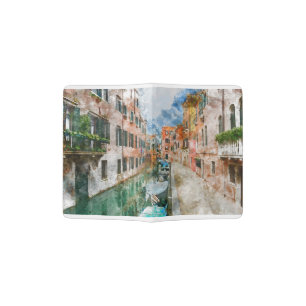 Boats in the Canals of Venice Italy Passport Holder