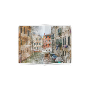 Boats in the Canals of Venice Italy Passport Holder