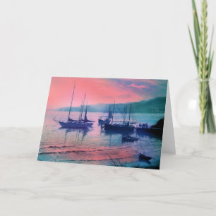 BOATS IN THE EVENING MIST HOLIDAY CARD