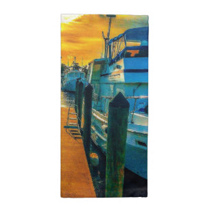 Boats in the Harbor Sunset Cloth Napkin