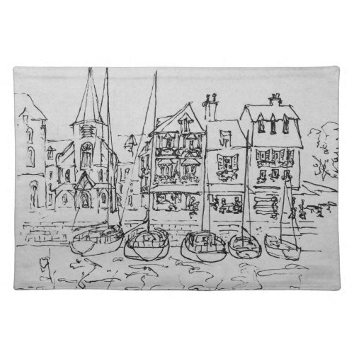 Boats in the Port at Honfleur  Normandy France Placemat