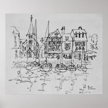 Boats In The Port At Honfleur | Normandy  France Poster by takemeaway at Zazzle