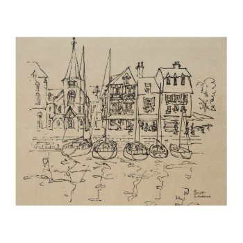 Boats In The Port At Honfleur | Normandy  France Wood Wall Decor by takemeaway at Zazzle