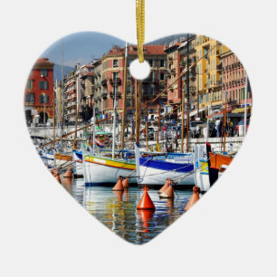 Boats in the port of Nice in France Ceramic Ornament