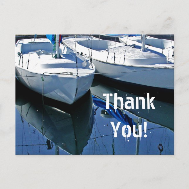 Boats in the Yacht Harbor Thank You Postcard (Front)