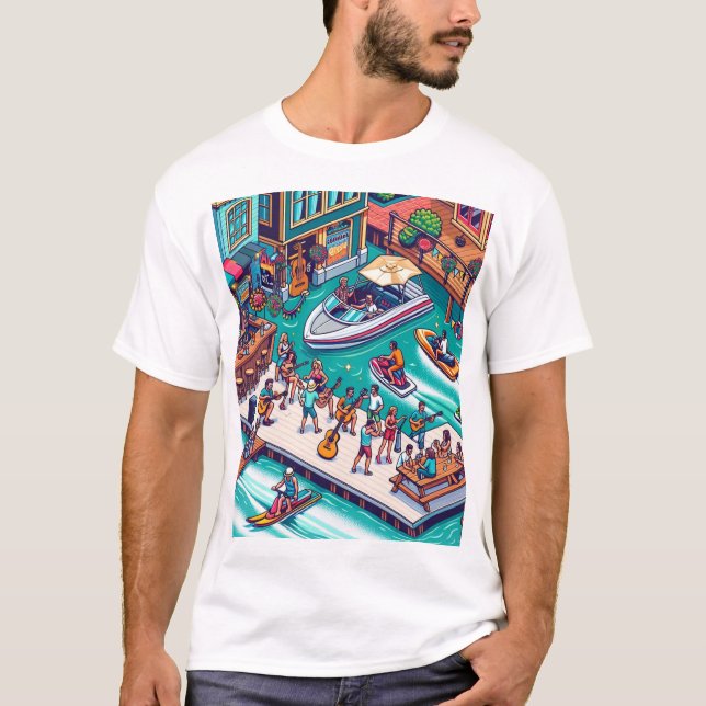 Boats, Jetskis, Music and party T-Shirt (Front)