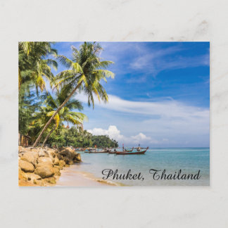 Boats moored at the southern end of Bang Tao beach Postcard