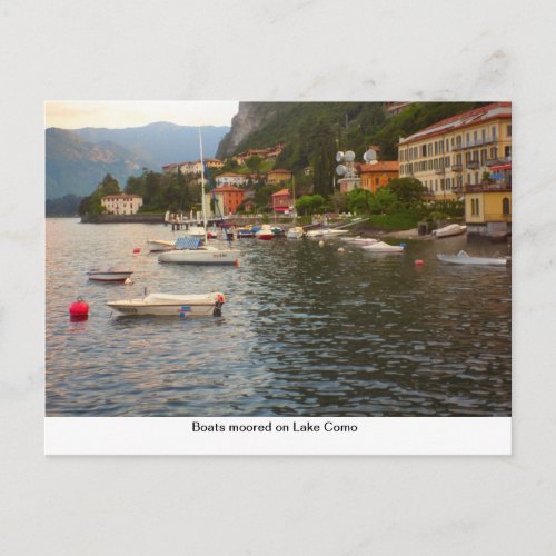 Boats moored on Lake Como Postcard