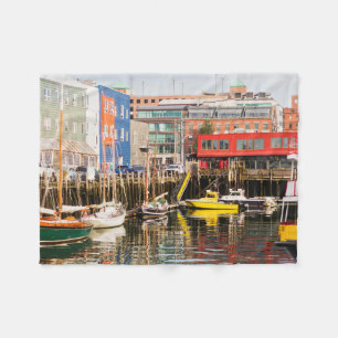 Boats Moored   Portland, Maine Fleece Blanket