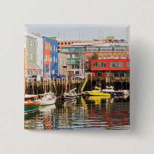 Boats Moored   Portland, Maine Pinback Button