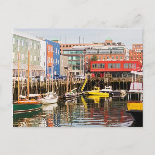 Boats Moored  Portland Maine Postcard