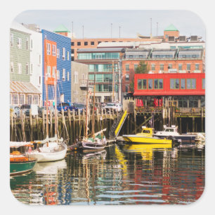 Boats Moored   Portland, Maine Square Sticker
