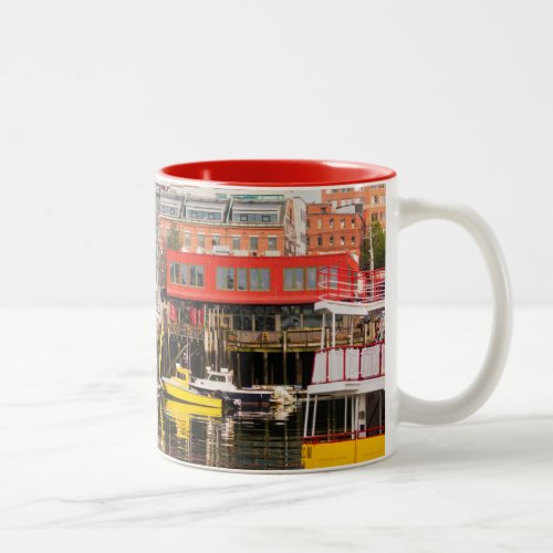 Boats Moored  Portland Maine Two_Tone Coffee Mug