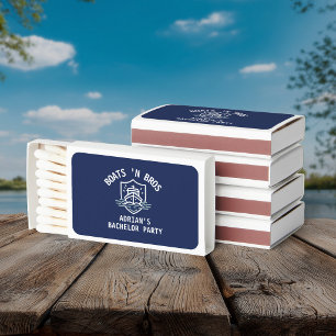 Boats N Bros Bachelor Party Favor Nautical Groom Matchboxes
