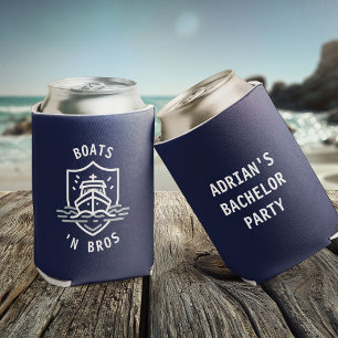 Boats N Bros Bachelor Party Favor Navy  Can Cooler