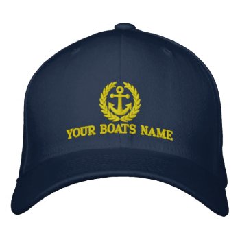 Boats Name With Sailors Anchor Motif Embroidered Baseball Hat by customthreadz at Zazzle