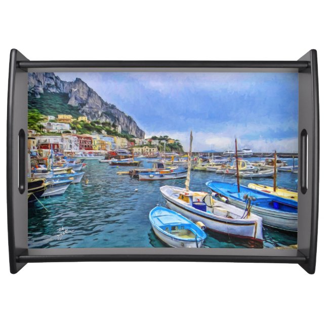Boats of Capri Italian Photo Art Serving Tray (Front)