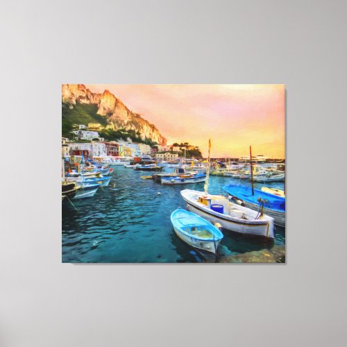 Boats of Capri Italy in Marina Grande Large Canvas Print