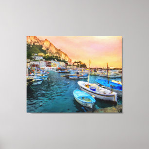 Boats of Capri Italy in Marina Grande Large Canvas Print