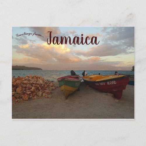 Boats on a Beach in Jamaica Postcard