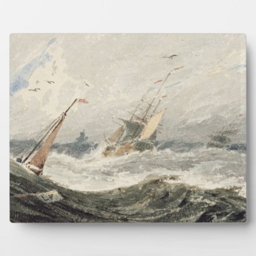 Boats on a Stormy Sea wc over graphite on wove p Plaque