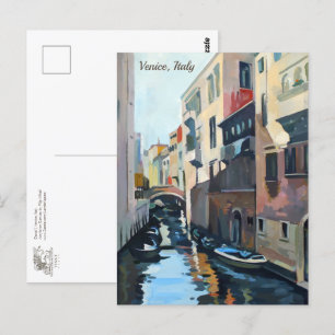 Boats on a Venetian Canal Venice, Italy Postcard