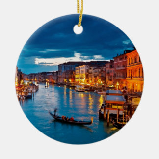 Boats On Canal Water Colorful Venice Italy Ceramic Ornament