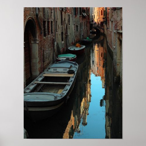 Boats on Canal Water Venice Italy Buildings Poster