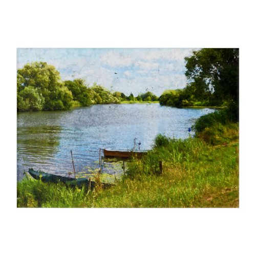 Boats on Havel river Landscape in Havelland  Acrylic Print