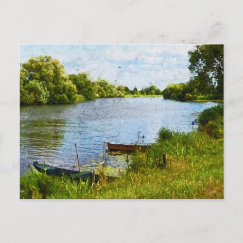 Boats on Havel river Landscape in Havelland Postcard