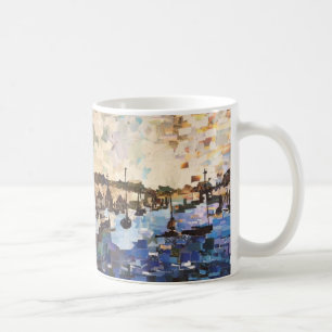 Boats On Lake Erie Paper Collage Mug