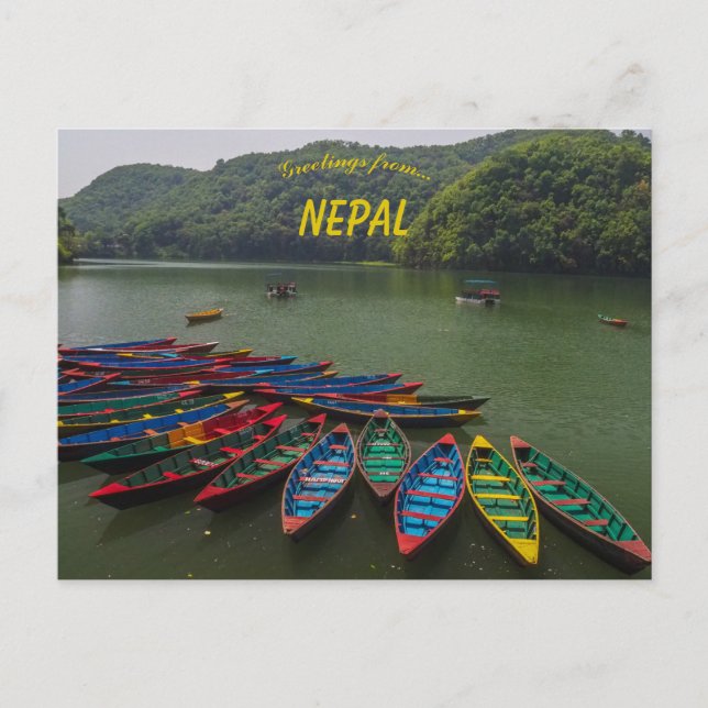 Boats on Phewa Lake Pokhara Nepal  Postcard (Front)