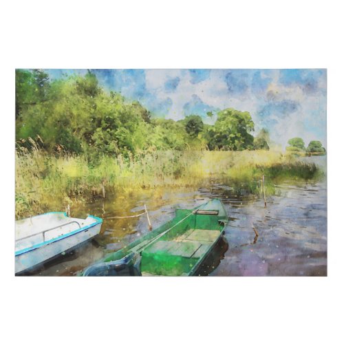 Boats on the banks of the Havel in the Havelland  Faux Canvas Print