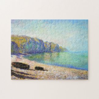 Boats on the Beach at Pourville Low Tide Monet Jigsaw Puzzle