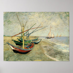 Boats on the Beach at Saintes-Maries Poster