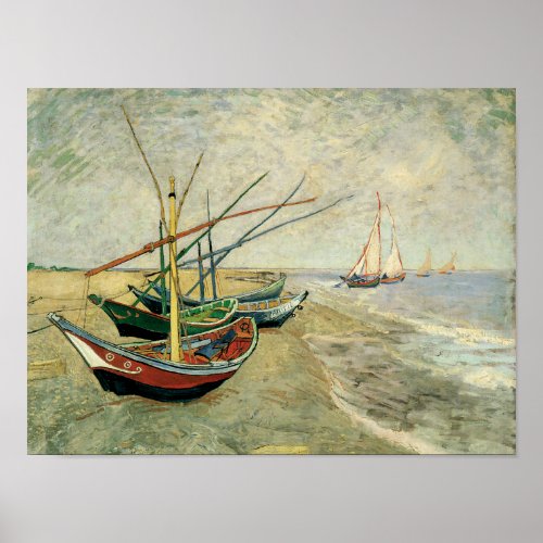 Boats on the Beach at Saintes_Maries Poster